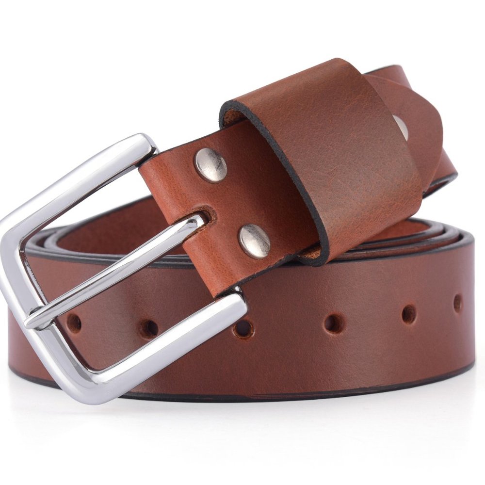 Hand Crafted 100% Genuine Mustard Brown Leather Mens Belt - Free Personalization - Picture 6 of 15